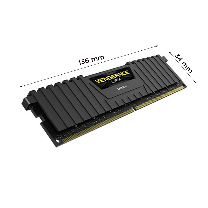 Bộ nhớ ram gắn trong Corsair DDR4 3200MHz 16GB 1x 288 DIMM, Vengeance LPX Black Heat spreader - Ảnh 5