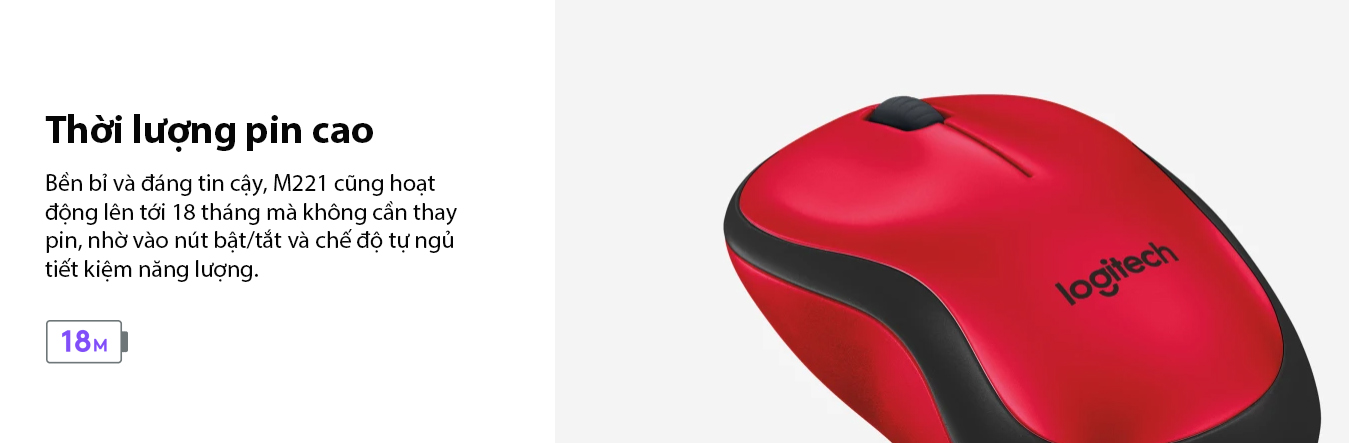 CHUỘT KHÔNG DÂY LOGITECH M221 XANH (USB) bảo hành chính hãng 12 tháng 9 CHUỘT KHÔNG DÂY LOGITECH M221 XANH (USB) bảo hành chính hãng 12 tháng - Ảnh 9