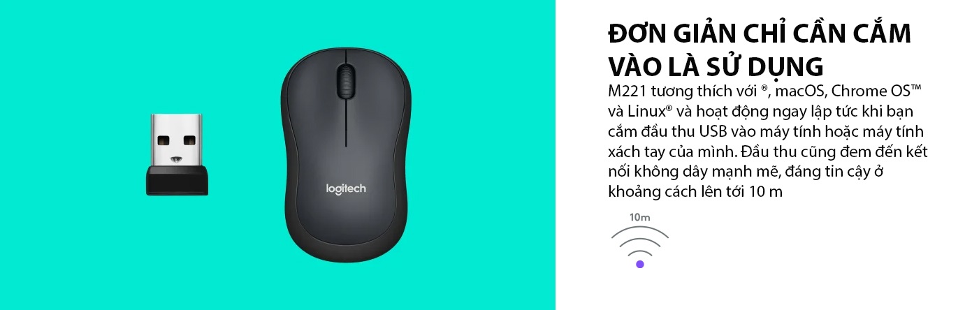 CHUỘT KHÔNG DÂY LOGITECH M221 XANH (USB) bảo hành chính hãng 12 tháng 10 CHUỘT KHÔNG DÂY LOGITECH M221 XANH (USB) bảo hành chính hãng 12 tháng - Ảnh 10